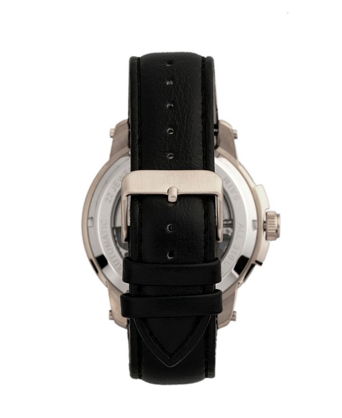 Reign Matheson Automatic Black Dial, Genuine Black Leather Watch 45mm ...