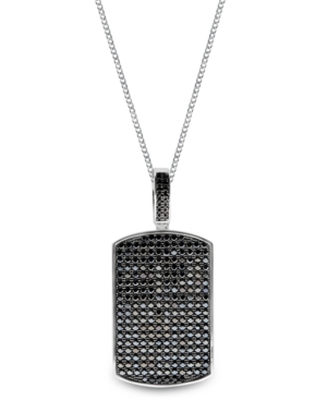 image of Sutton Sterling Silver Black Cubic Zirconia Dog Tag Pendant Necklace