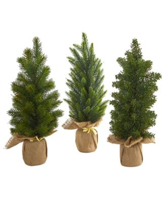 Nearly Natural - 15” Mini Cypress and Pine Artificial Tree (Set of 3)