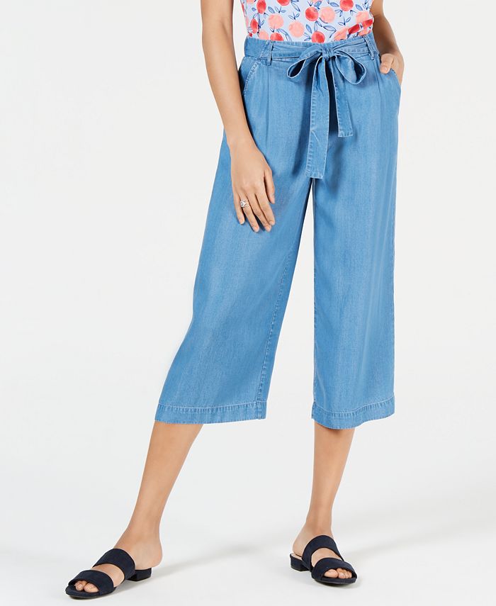 Maison Jules Cropped Pull-On Tie Pants, Created for Macy's - Macy's