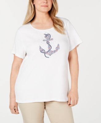 Karen Scott - Plus Size Anchor T-Shirt
