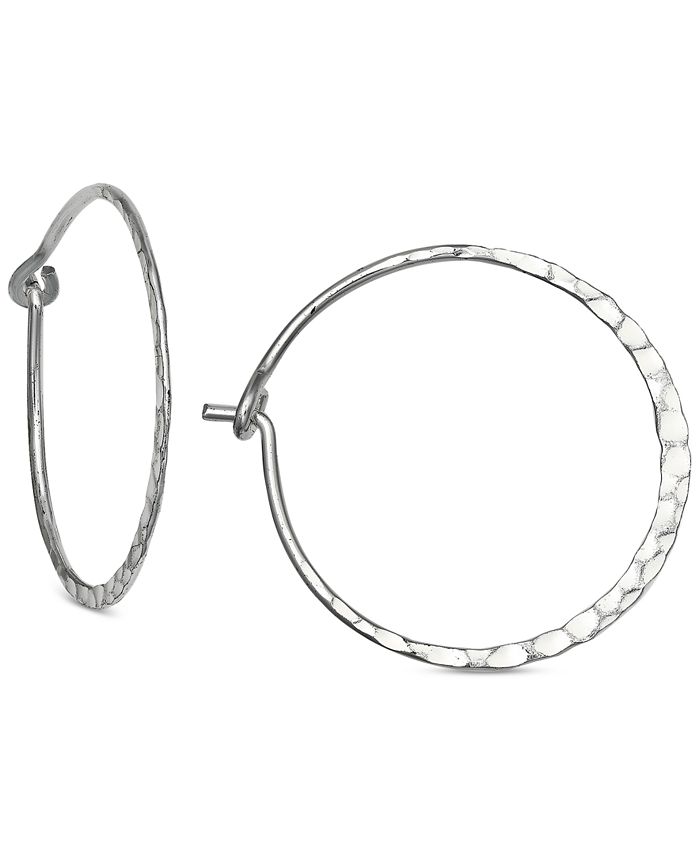 Giani Bernini Hammered Hoop Earrings in Sterling Silver, Created for ...