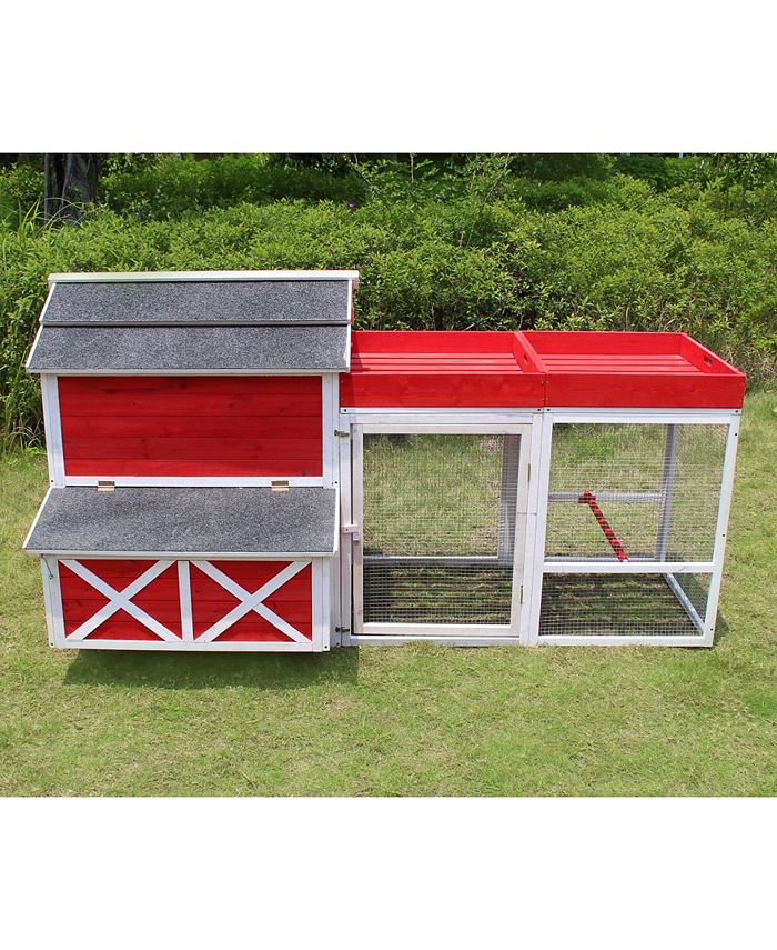 zoovilla Red Barn Chicken Coop with Roof Top Planter Macy's