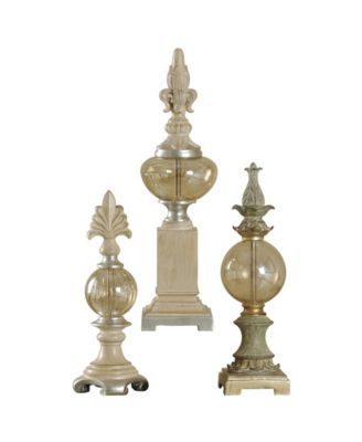 StyleCraft - Set of 3 decorative finials in plated glass and canton finish