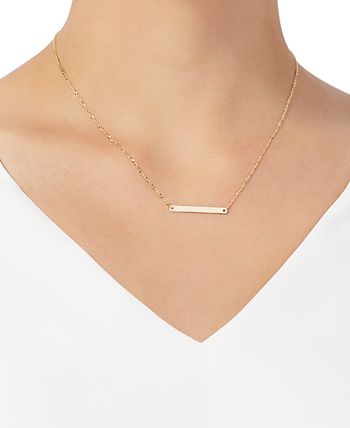 Italian Gold - Polished Bar 18" Pendant Necklace in 14k Gold