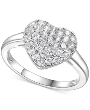 image of Cubic Zirconia (1-1/2 c.t. t.w.) Pave Heart Ring in Sterling Silver