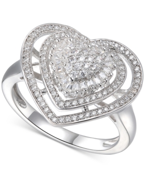 image of Cubic Zirconia Heart Cluster Halo Ring in Sterling Silver