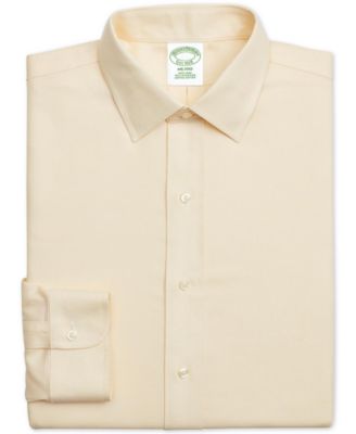 Brooks Brothers - Men's Milano Extra-Slim Fit Non-Iron Yellow Textured Supima Cotton Dress Shirt