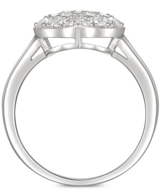 Cubic Zirconia (1-1/2 c.t. t.w.) Pave Heart Ring in Sterling Silver