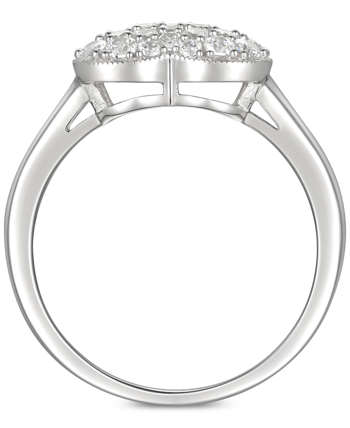 (1-1/2 c.t. t.w.) Pave Heart Ring in Sterling Silver - Cubic Zirconia