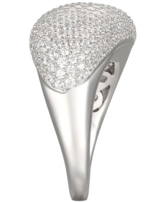 Cubic Zirconia Pav&eacute; Diagonal Statement Ring in Sterling Silver