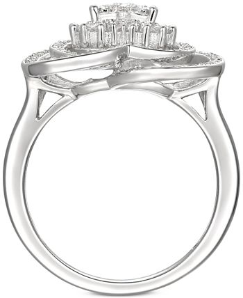 Macy's - Cubic Zirconia Heart Cluster Halo Ring in Sterling Silver