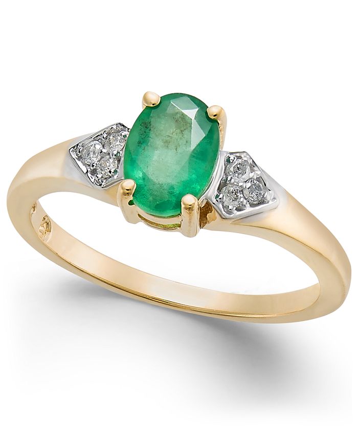 Macy s Emerald 3 4 ct. t.w. Diamond Accent Ring in 14k Gold