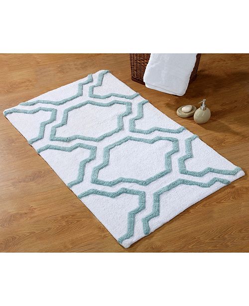 Saffron Fabs Quatrefoil 50 X 30 Non Skid Cotton Bath Rug