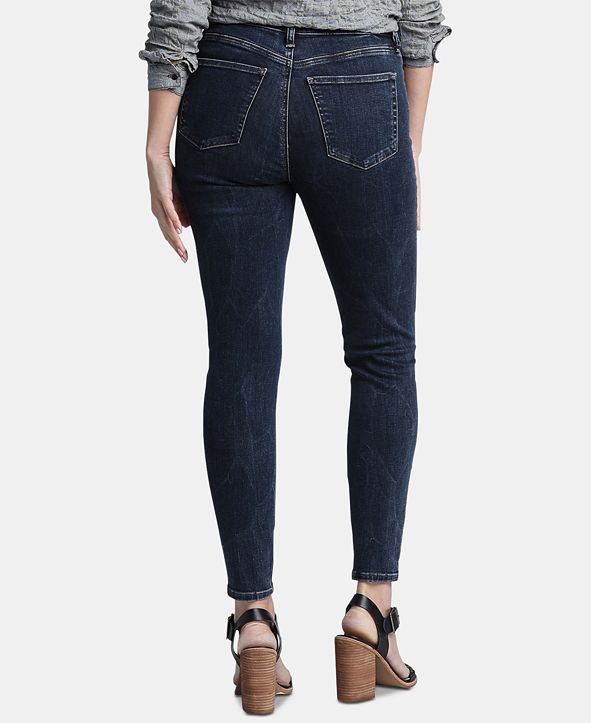 high rise silver jeans