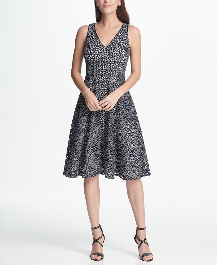 DKNY VNeck Fit & Flare Lace Dress Macy's