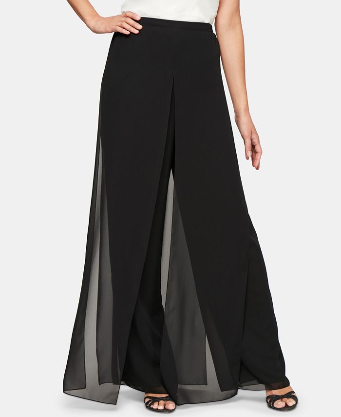 Alex evenings petite hot sale chiffon palazzo pants