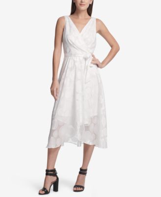 white chiffon wrap dress