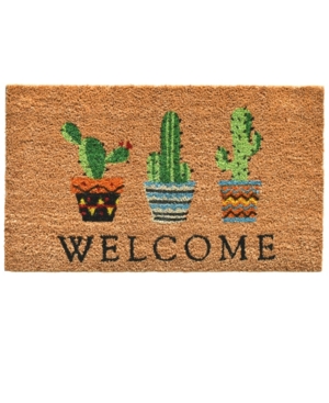 Home & More Cactus Welcome Coir/vinyl Doormat, 17" X 29" In Multi