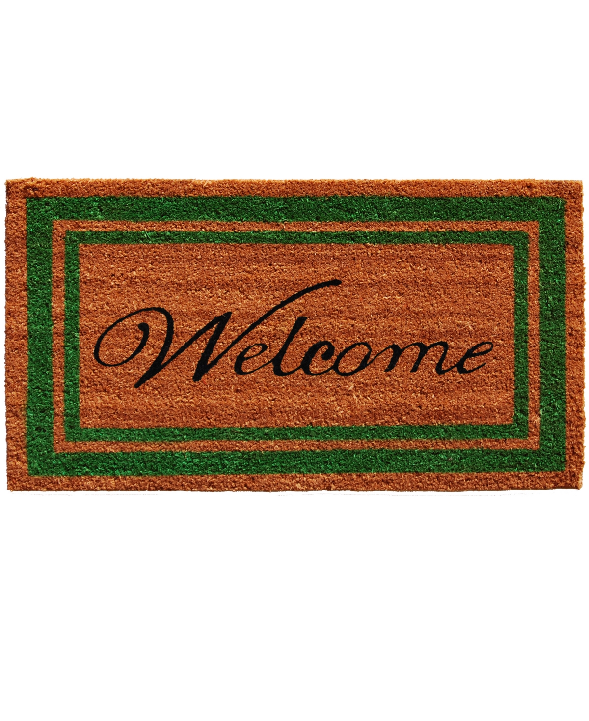 Home & More Border Welcome Coir/vinyl Doormat, 24" X 36" In Natural,green