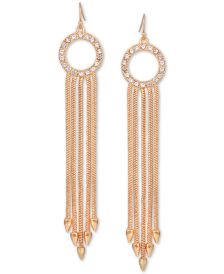 Gold-Tone Pavé Circle & Multi-Chain Drop Earrings 