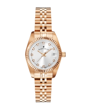 image of Jacques Du Manoir Ladies- Rose Gold Stainless Steel Bracelet with Rosegoldtone Case with Silver Sunray Dial and Diamond Markers, 26mm