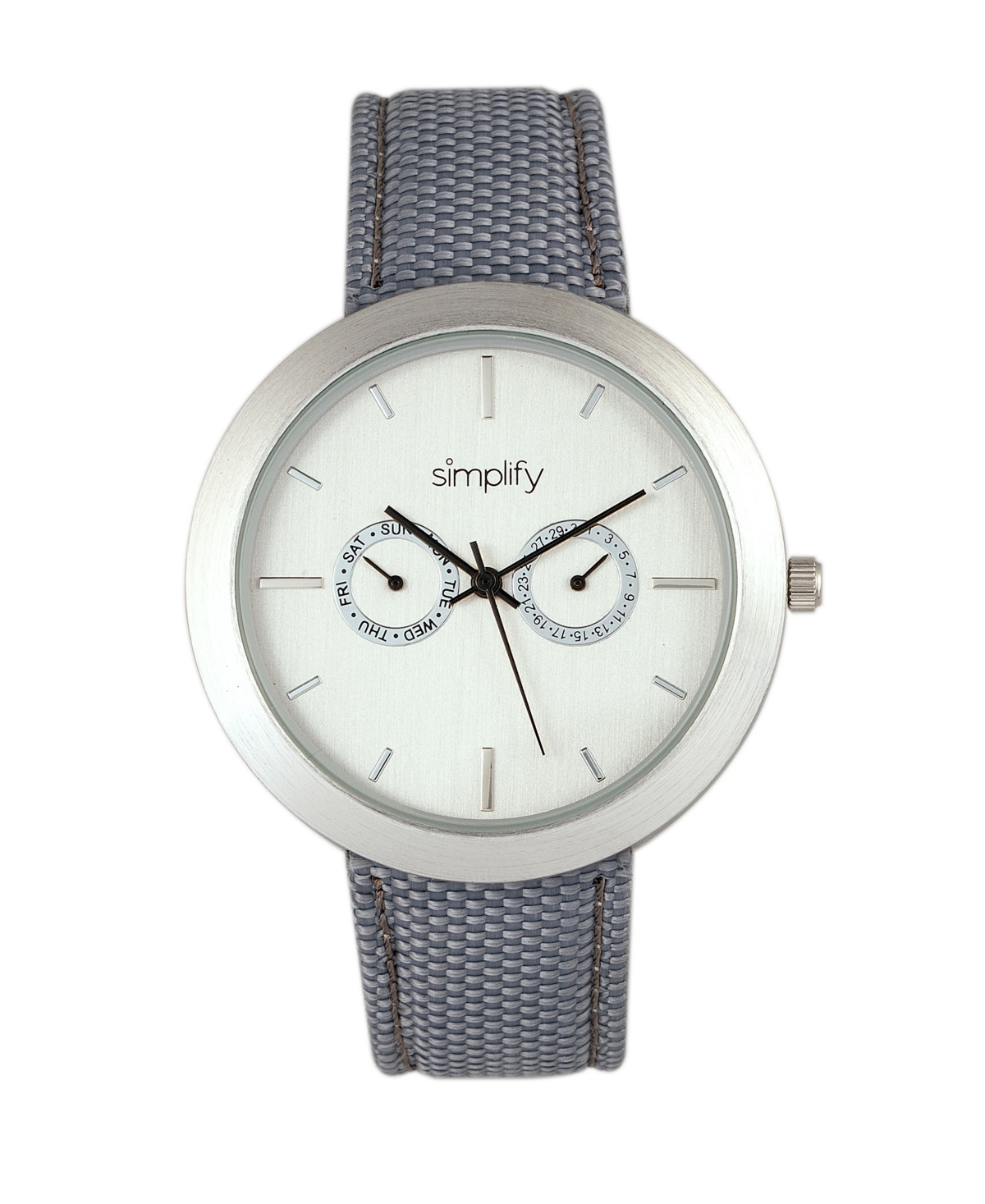 Quartz The 6100 White Dial, Canvas-Overlaid Grey Polyurethane Strap Watch 43mm - Grey