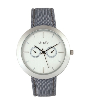 Shop Simplify Quartz The 6100 White Dial, Canvas-overlaid Grey Polyurethane Strap Watch 43mm