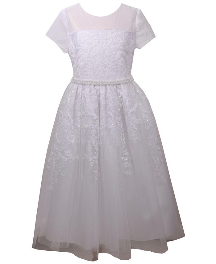 Bonnie Jean Sequin Embroidered Communion Dress - Macy's