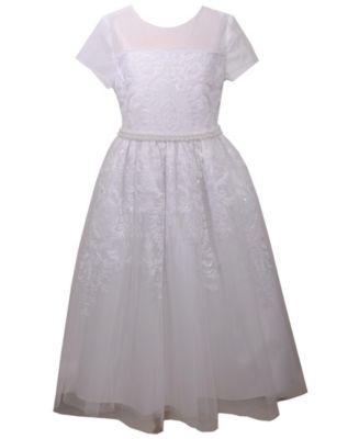 Bonnie Jean Sequin Embroidered Communion Dress - Macy's