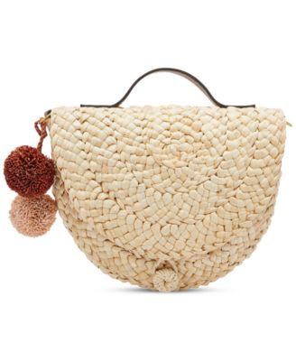 half moon straw tote