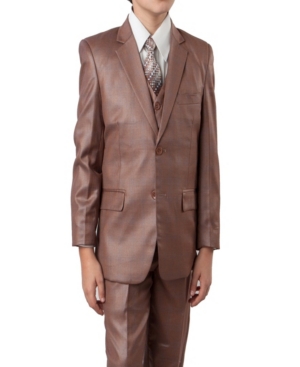 image of Tazio 2 Button Vested Boys Suit, 5 Pc