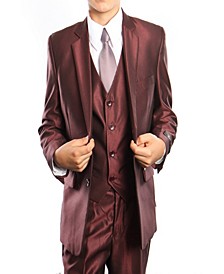Single Breasted Solid 2 Button Vested Suits for Boys
