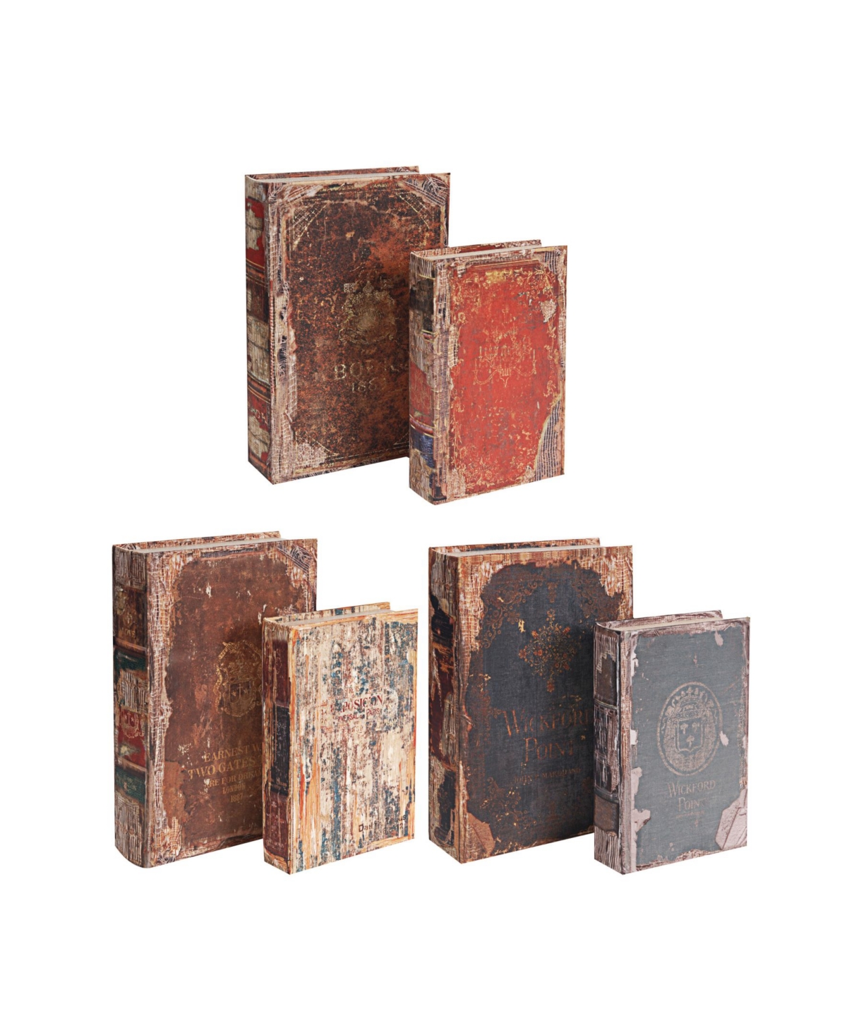 Ab Home Antique Multi-colored Book Boxes, Set Of 6 In Brown