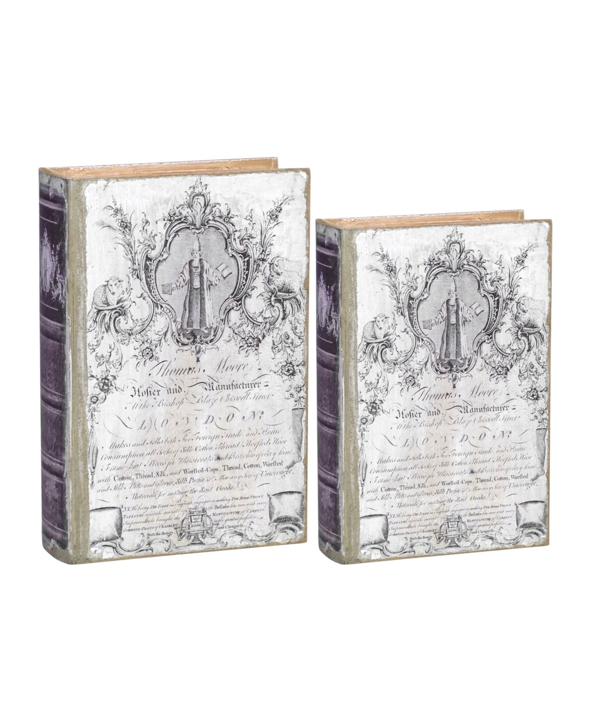 Ab Home Thomas Moore Book Boxes, Set Of 2 In White