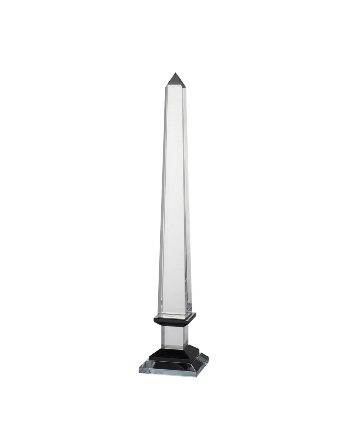 Ab Home Glass Obelisk With Black Base In Clear