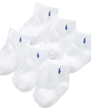 Polo Ralph Lauren Ralph Lauren Baby Boys Quarter Length Low-cut Socks 6-pack In White