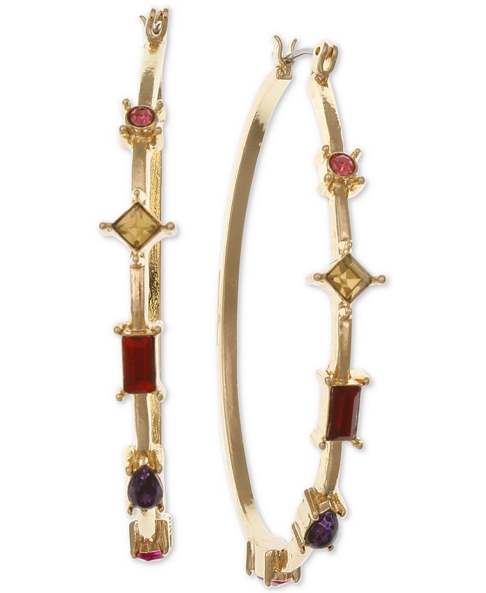 Laundry by Shelli Segal GoldTone Multicolor Crystal Oval Medium Hoop