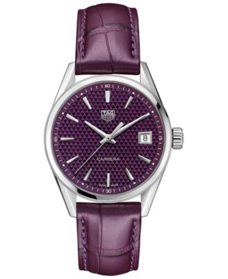 TAG Heuer - Women's Swiss Carrera Plum Alligator Leather Strap Watch 36mm