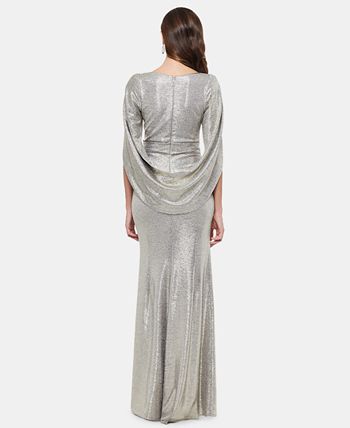 Betsy & adam sales metallic surplice cape gown