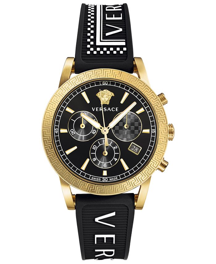 Versace Men s Swiss Chronograph Sport Tech Black Silicone Strap