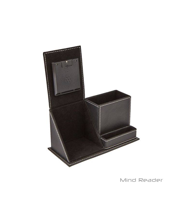 Mind Reader Desk Supplies Organizer with Built in Clock for Pens