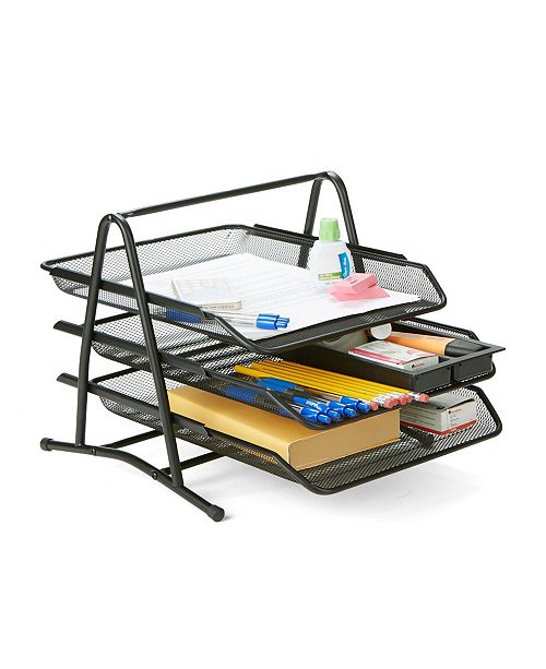 Mind Reader Metal Mesh 7 Piece Office Desk Organizer Set Includes