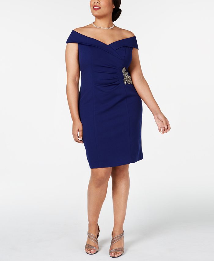 Alex evenings off the shoulder sheath dress cheap
