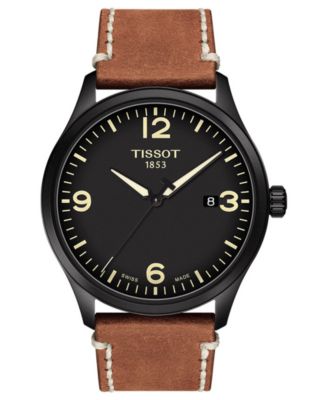 Tissot - Men's Swiss Gent XL Brown Leather Strap Watch 42mm