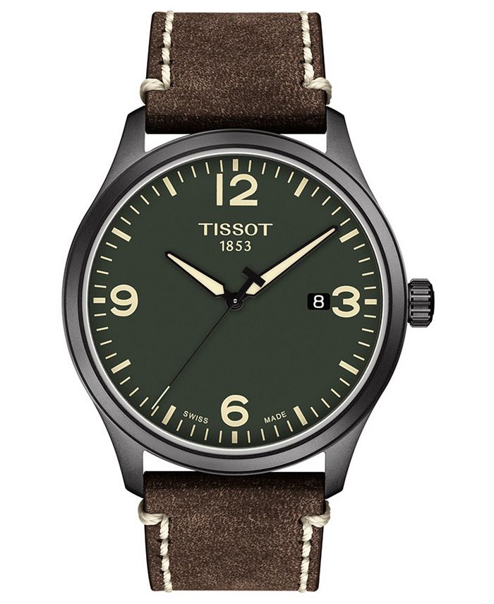 Tissot - Men's Swiss Gent XL Brown Leather Strap Watch 42mm