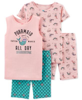 Carter's Little & Big Girls 4-Pc. Cotton Purrmaid Pajamas Set - Macy's