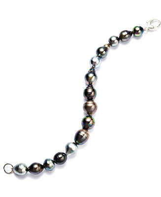 Macy's Pearl Bracelet, Sterling Silver Multicolor Cultured Tahitian ...
