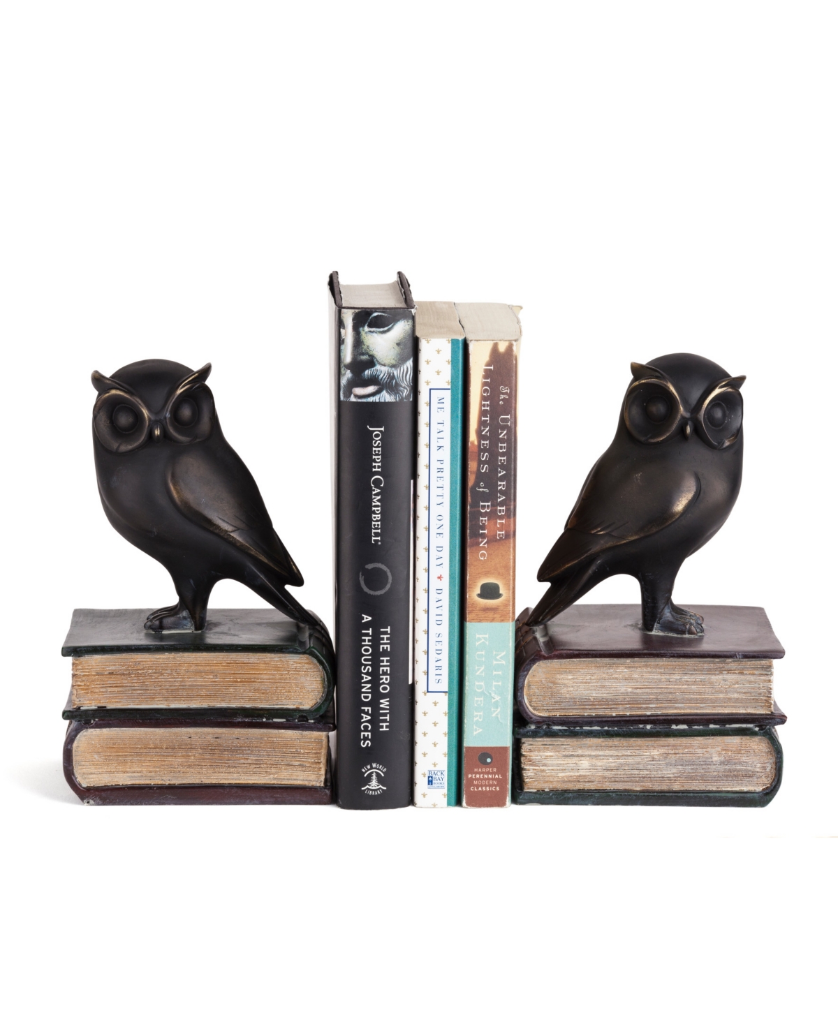Danya B . Owl On Books Bookend Set In Brown