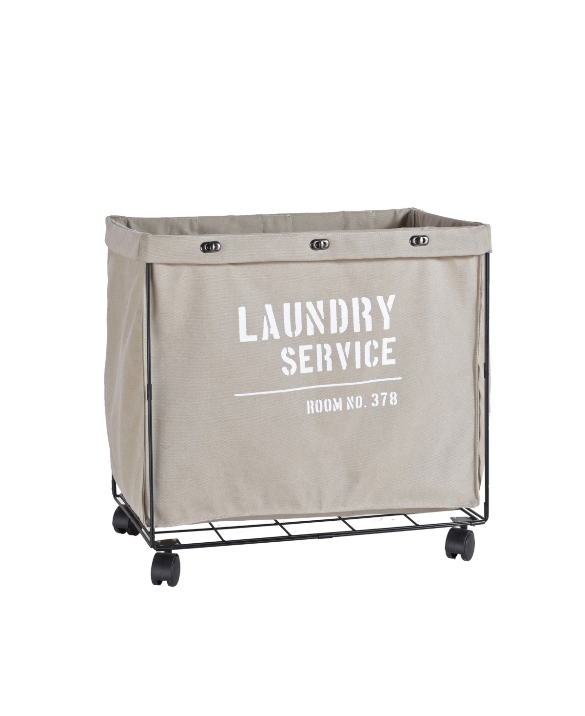 Danya B . Army Canvas Laundry Hamper On Wheels In Khaki
